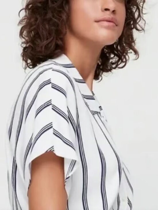 Aritzia Wilfred Free Striped Cropped Button-up Shirt - Picture 2 of 6